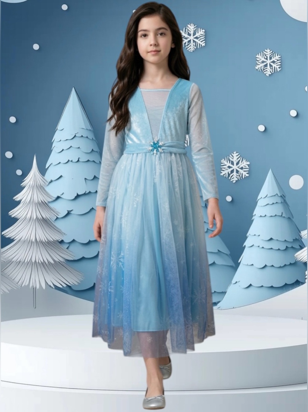 Blue Icy Princess Halloween Costume Dress